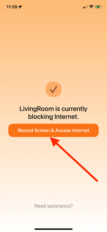 Instruct your child that to use their iPhone or iPad, they need to open the LivingRoom app and start the screen recorder